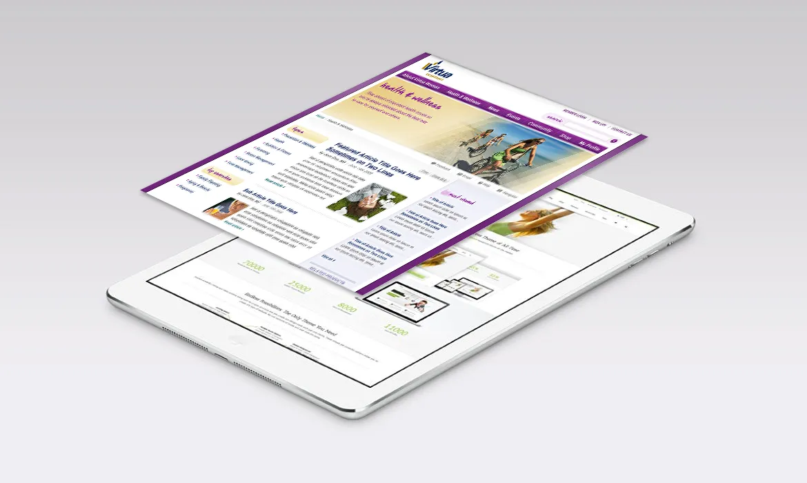 Virtua Health website shown on a tablet with health content, services, and care information.