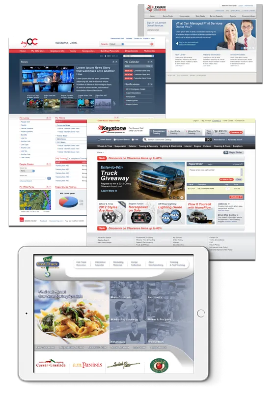 A collection of enterprise, commerce, and healthcare website designs from the Perficient portfolio.